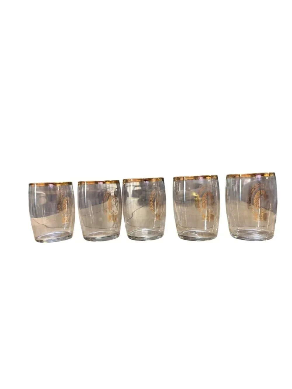 Vintage Coors Gold Rim Shot Glasses Set of 5 Rocky Mountain Cordial Barware Used